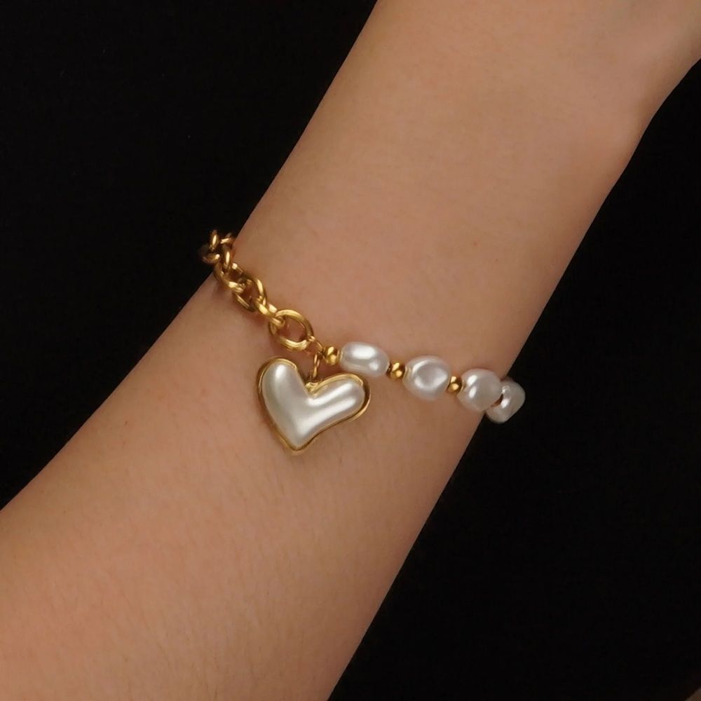 Pearl heart Bracelet Q818 - Picture 2 of 5